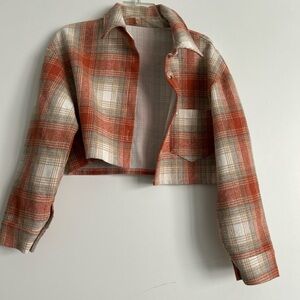 Cropped Flannel Jacket